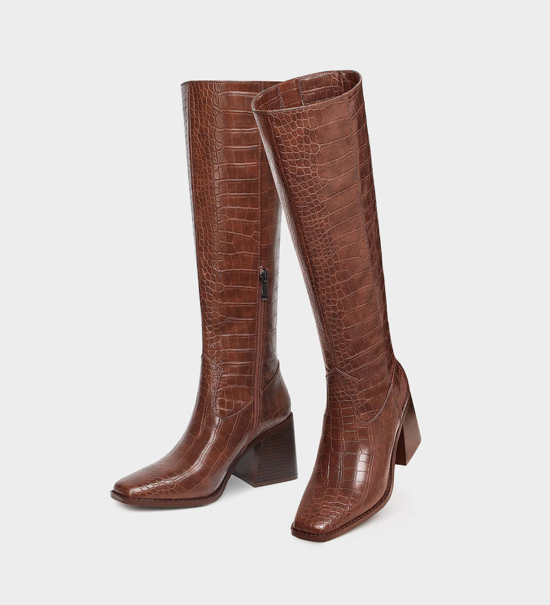 brown boots knee high​