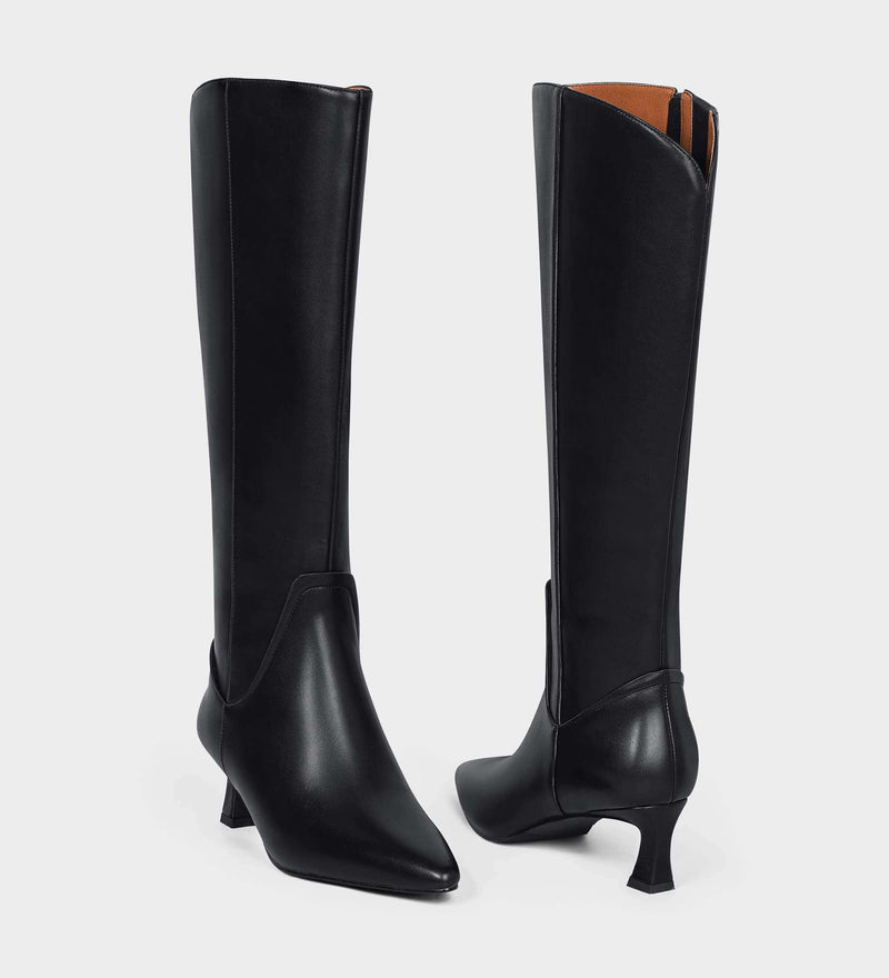 kitten heel knee high boots