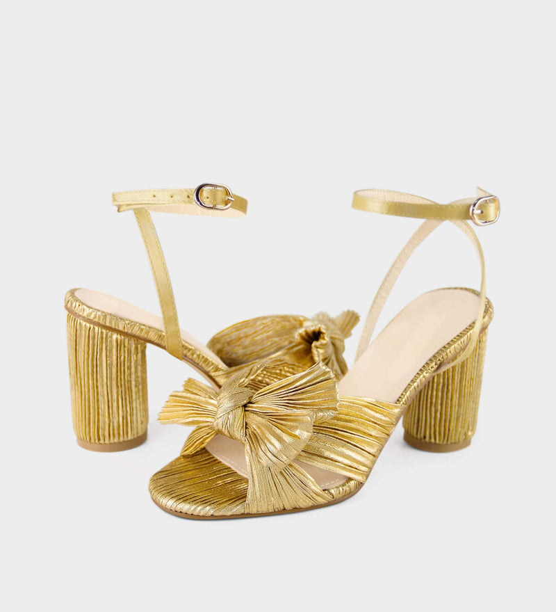 gold block heel sandals​