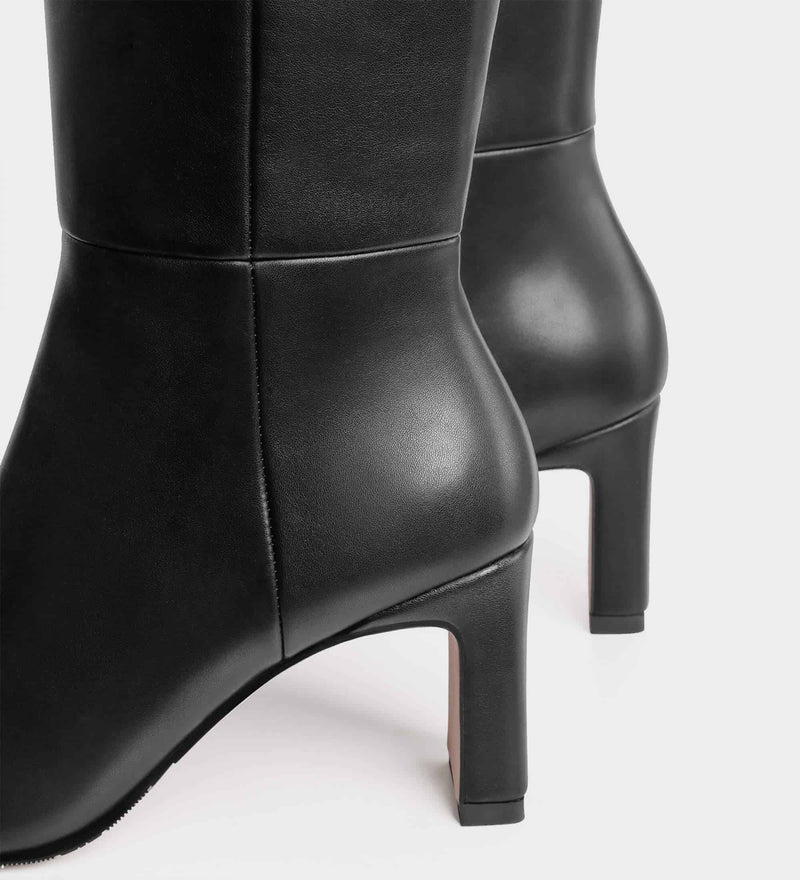 black knee high boots chunky heel​